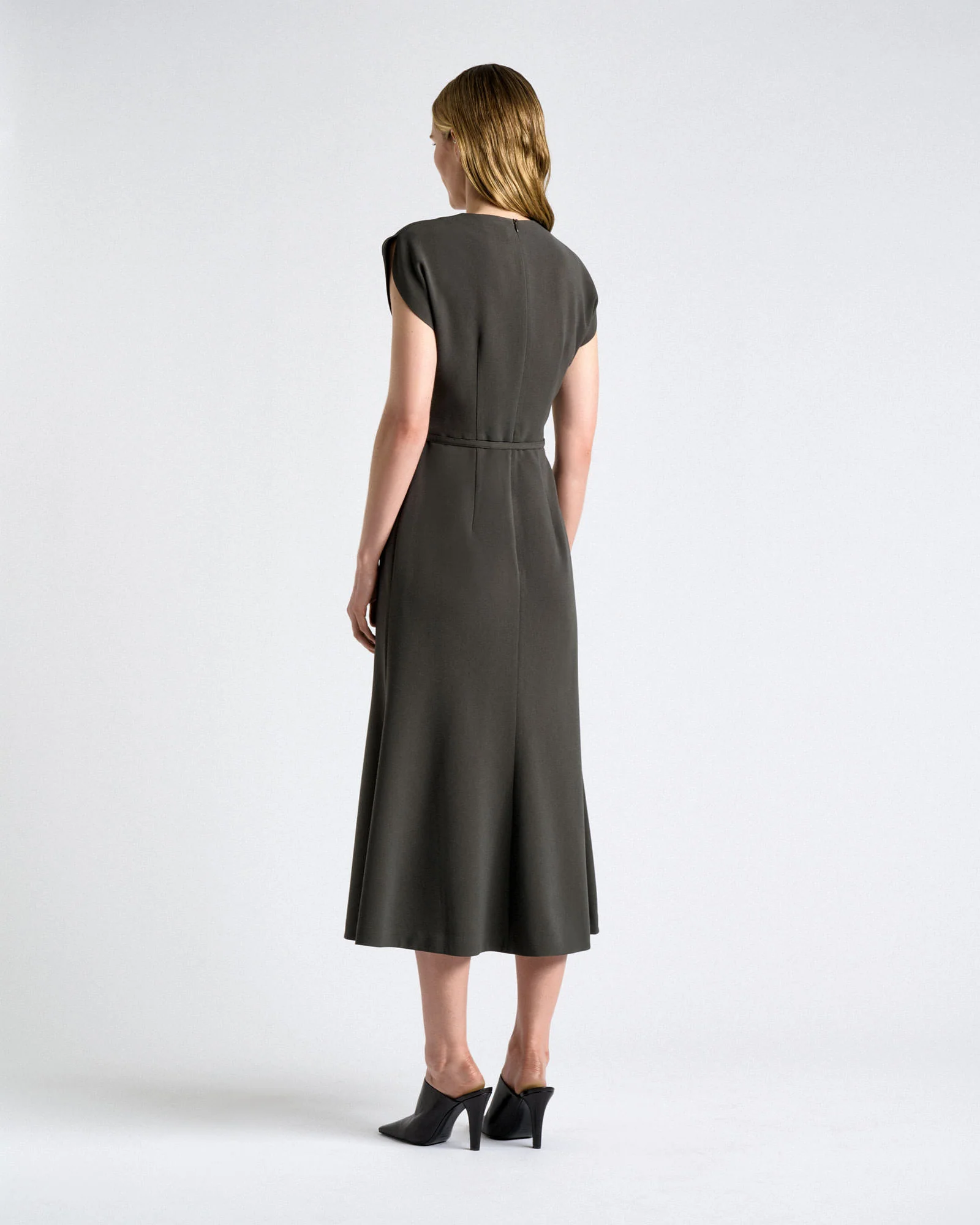 Acetate Crepe Petal Sleeve Dress - Image 6