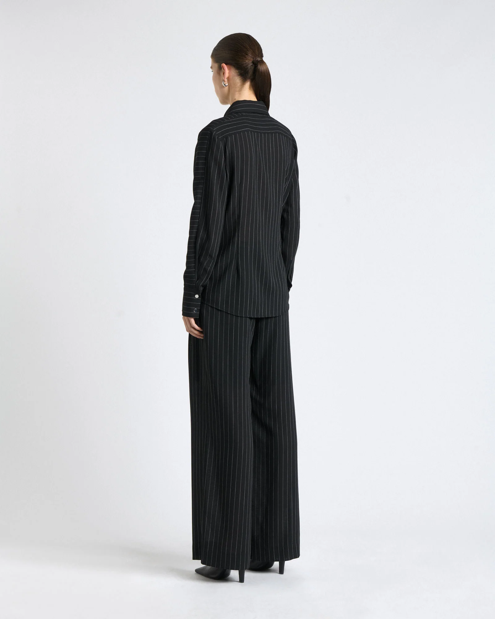 Sheer Stripe Zip Front Shirt - Image 4