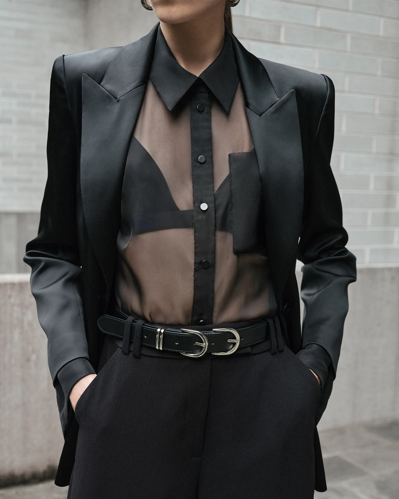 Stretch Satin Hourglass Blazer - Image 7